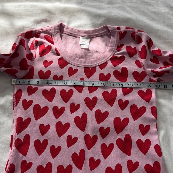 Hanna Andersson Pink Pajama Set with Red Hearts Adult Small Valentine’s Day - Picture 6 of 14